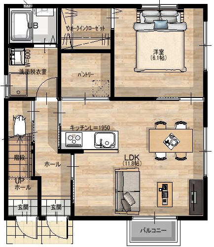 戸建賃貸ハイパーウッドメゾネット① 1F間取り