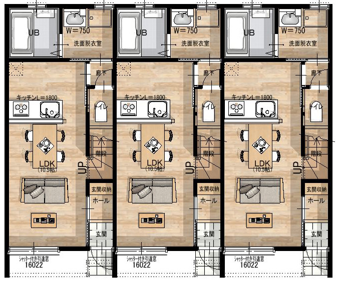 戸建賃貸ハイパーウッドメゾネット① 1F間取り