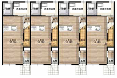 戸建賃貸ハイパーウッドメゾネット① 1F間取り
